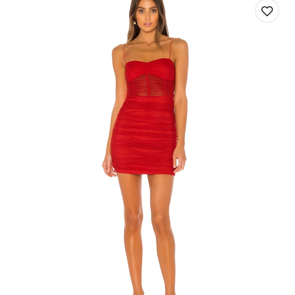 Kambella Ruched Mini Dress in Red (Superdown)